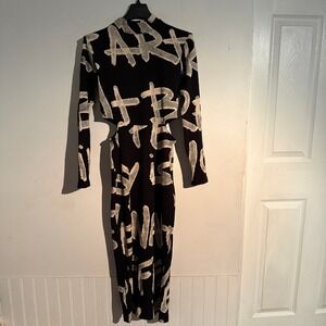 Desigual Manifesto  Midi Dress Digital Print Cut Out Sides Graphic Street Grunge